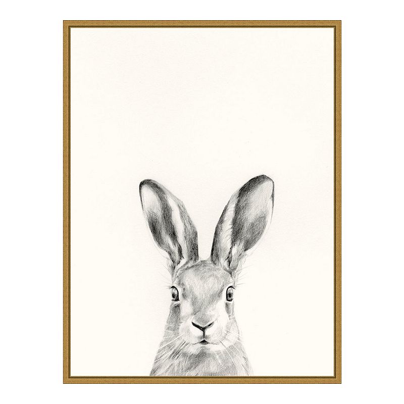 Amanti Art Animal Mug I (Rabbit) Framed Canvas Print, Yellow, 18X24