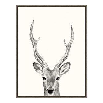 Amanti Art Animal Mug IV Deer Framed Canvas Print