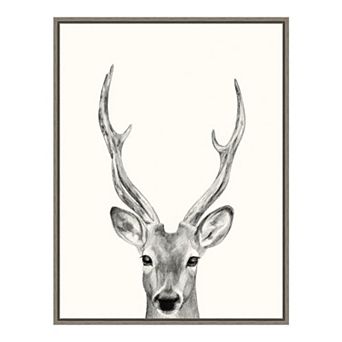 Amanti Art Animal Mug IV Deer Framed Canvas Print