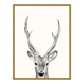 Amanti Art Animal Mug IV Deer Framed Canvas Print