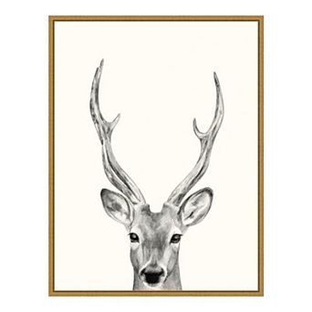 Amanti Art Animal Mug IV Deer Framed Canvas Print