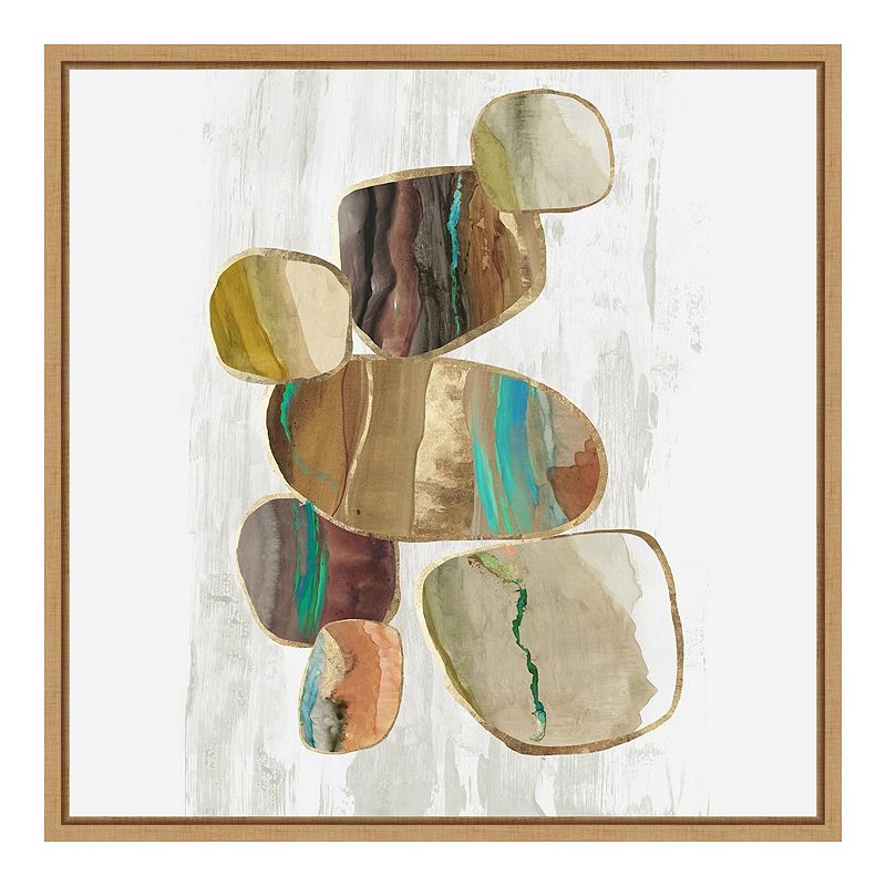 Amanti Art Glided Stones II Framed Canvas Print, Brown, 16X16