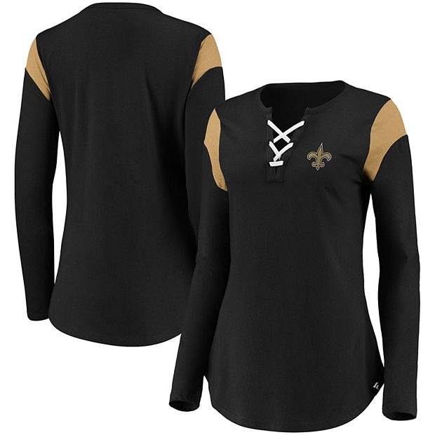 Nike Women's Fashion (NFL New Orleans Saints) 3/4-Sleeve T-Shirt in Black, Size: Small | NKNW093N7W-06O