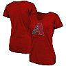Women's Fanatics Branded Heathered Red Arizona Diamondbacks Core Weathered Tri-Blend V-Neck T-Shirt