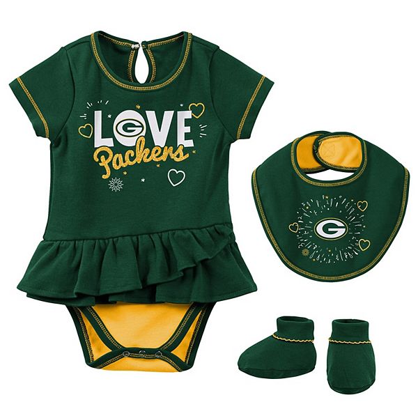 Newborn & Infant Green Green Bay Packers Play Your Best Bodysuit, Bib &  Booties Set