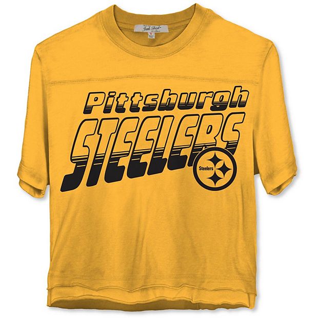 Women's Junk Food Gold Pittsburgh Steelers Champions Crop Top T-Shirt