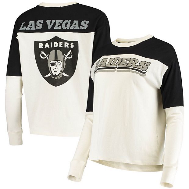 Women's Junk Food Black/White Las Vegas Raiders Comeback Long Sleeve T-Shirt