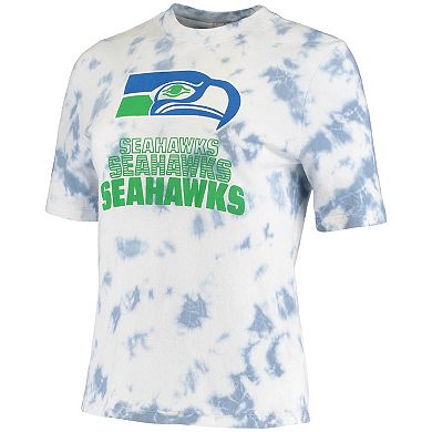 Women's Junk Food Royal Seattle Seahawks Team Spirit Tie-Dye T-Shirt