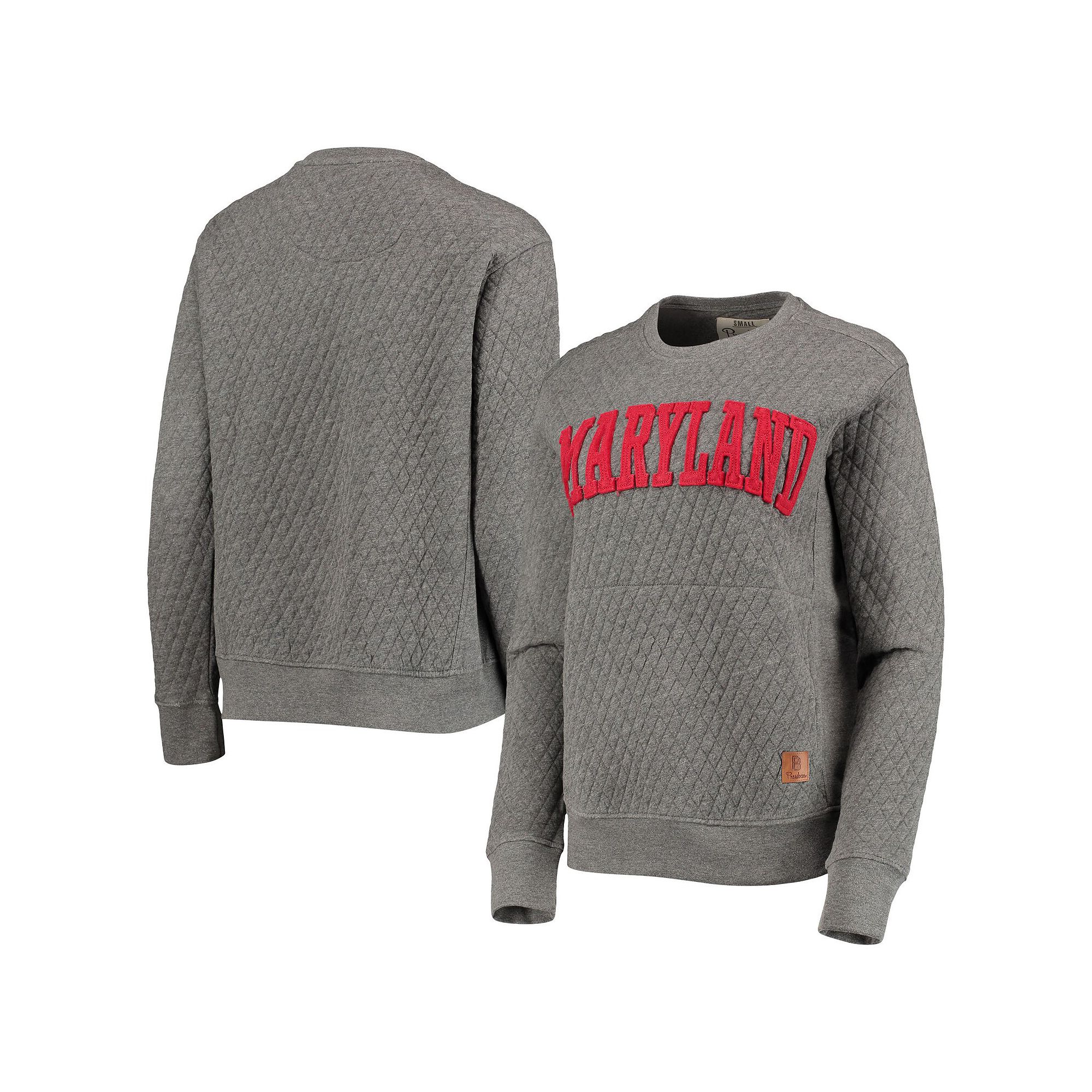 Womens Pressbox Heathered Gray Maryland Terrapins Moose Applique Quilted P