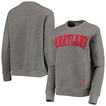 Women's Pressbox Heathered Gray Maryland Terrapins Moose Applique Quilted Pullover Sweatshirt