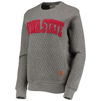 Women's Pressbox Heather Charcoal Iowa State Cyclones Moose Quilted Pullover Sweatshirt