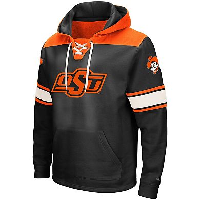 Men's Colosseum Black Oklahoma State Cowboys 2.0 Lace-Up Logo Pullover Hoodie