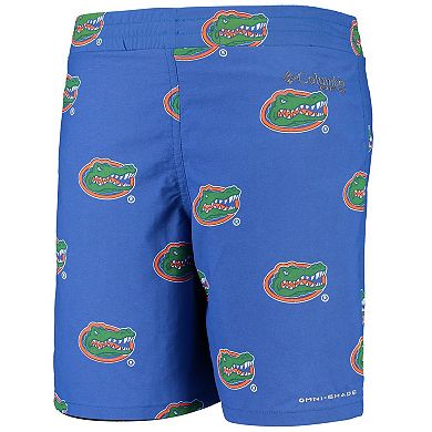 Youth Columbia Royal Florida Gators Backcast Printed Omni-Shade Shorts