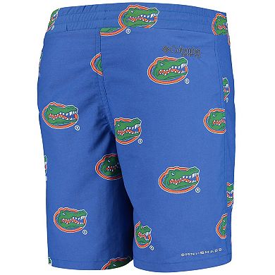 Youth Columbia Royal Florida Gators Backcast Printed Omni-Shade Shorts