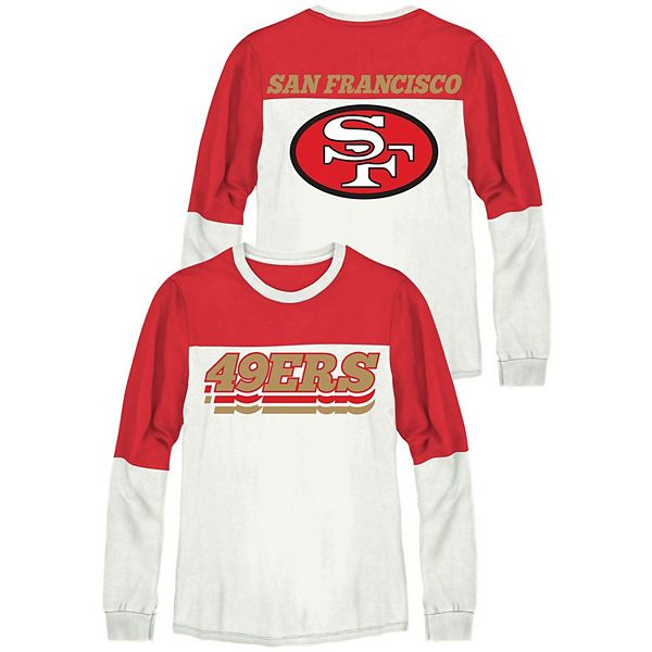 Women's Junk Food Scarlet/White San Francisco 49ers Comeback Historic Logo  Long Sleeve T-Shirt