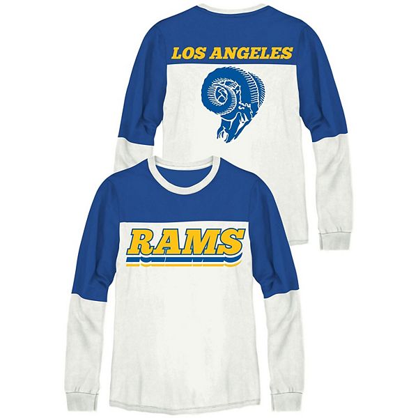 Women's Junk Food Royal/White Los Angeles Rams Comeback Historic Logo Long  Sleeve T-Shirt