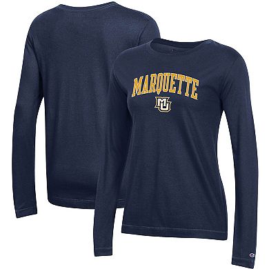 Women's Champion Blue Marquette Golden Eagles University Arch Logo Long Sleeve T-Shirt