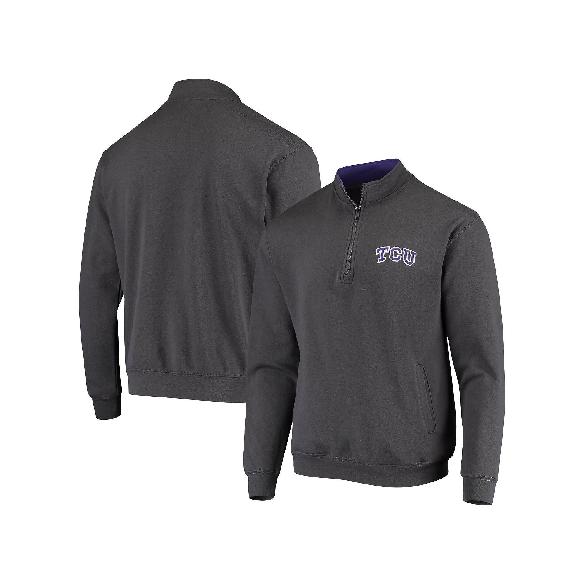 Mens Colosseum Charcoal TCU Horned Frogs Tortugas Logo Quarter-Zip Jacket,