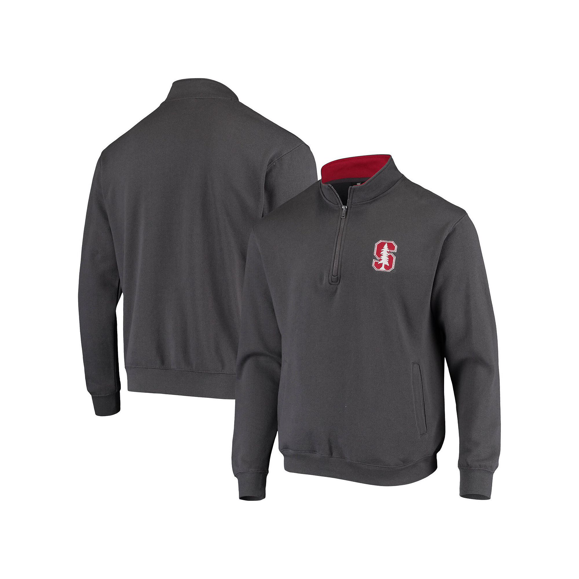 Mens Colosseum Charcoal Stanford Cardinal Tortugas Logo Quarter-Zip Jacket