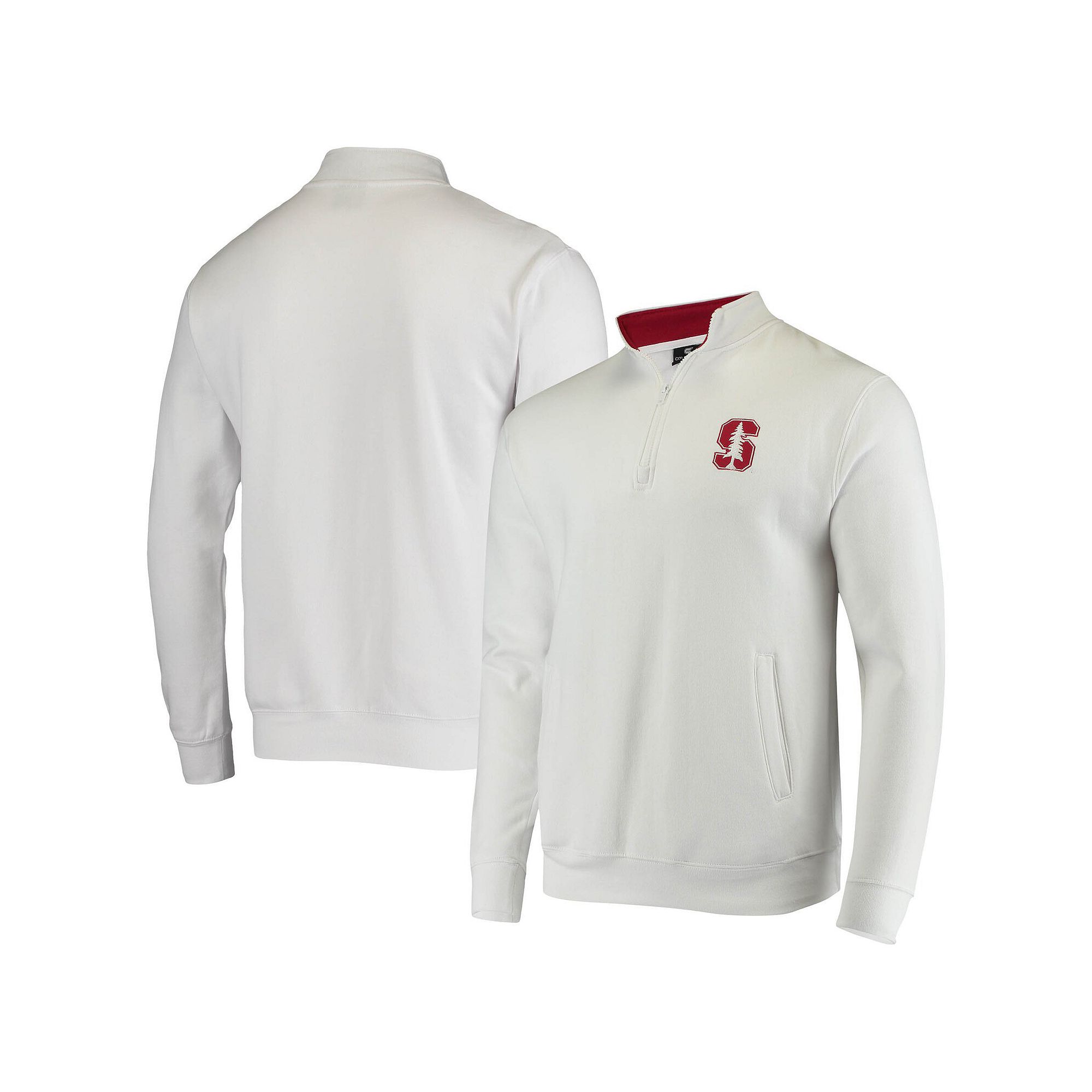 Mens Colosseum White Stanford Cardinal Tortugas Logo Quarter-Zip Jacket, S