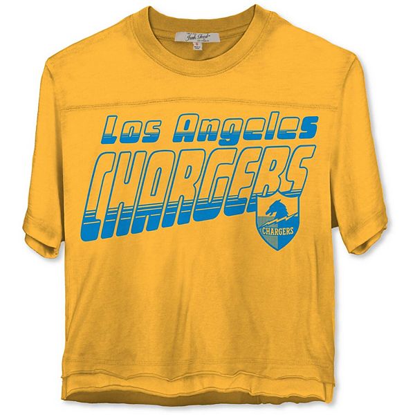 Women's Junk Food Gold Los Angeles Chargers Champions Crop Top T-Shirt