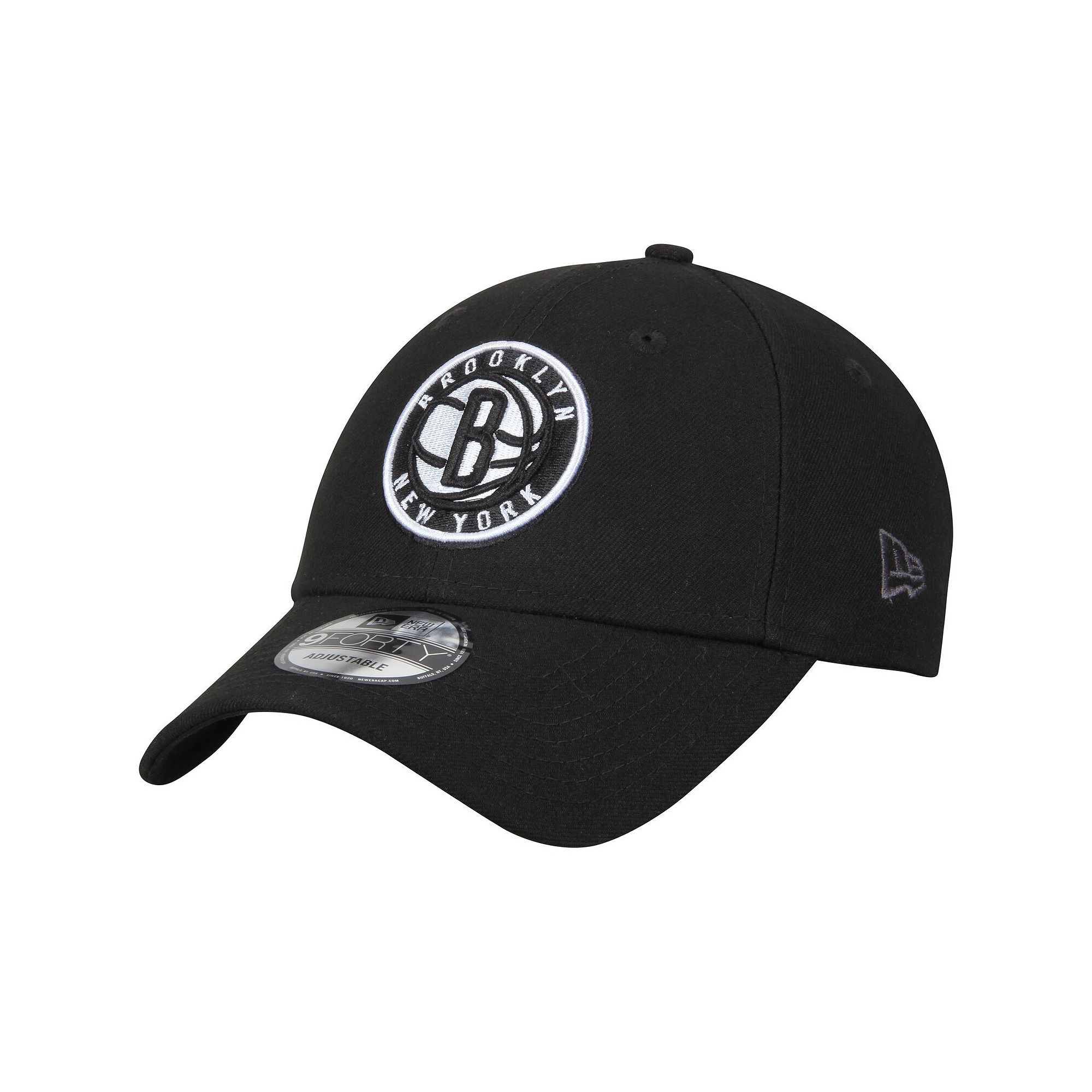Mens New Era Black Brooklyn Nets Official Team Color 9FORTY Adjustable Hat