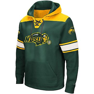 Men's Colosseum Green NDSU Bison 2.0 Lace-Up Pullover Hoodie