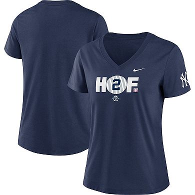 Women's Nike Derek Jeter Navy New York Yankees HOF2 Tri-Blend V-Neck T-Shirt
