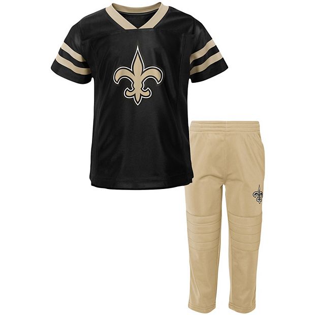 Toddler Black/Gold New Orleans Saints Training Camp V-Neck T-Shirt & Pants  Set