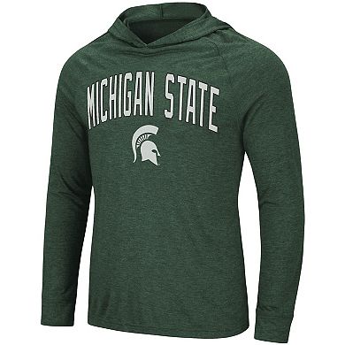 Men's Colosseum Heathered Green Michigan State Spartans Big & Tall Wingman Raglan Hoodie T-Shirt