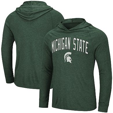 Men's Colosseum Heathered Green Michigan State Spartans Big & Tall Wingman Raglan Hoodie T-Shirt