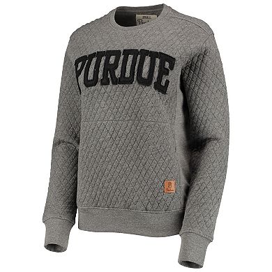 Women's Pressbox Heather Charcoal Purdue Boilermakers Moose Quilted Pullover Sweatshirt