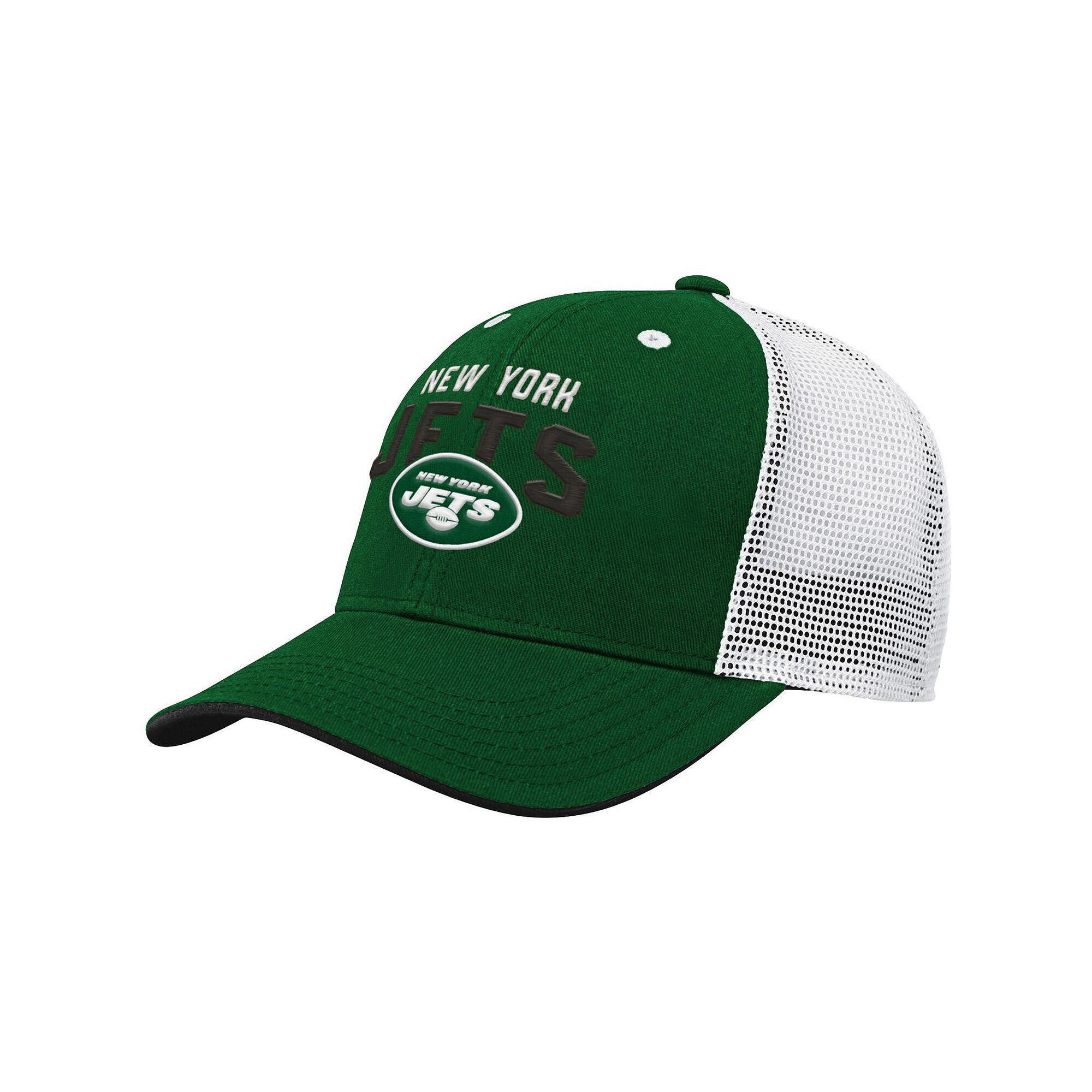 Youth Green/White New York Jets Core Lockup Adjustable Hat