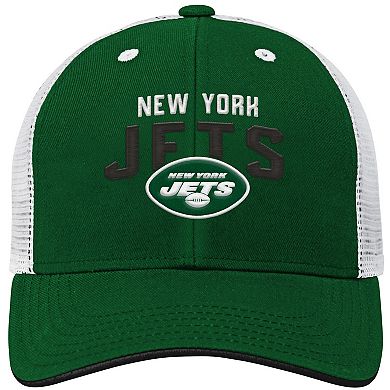 Youth Green/White New York Jets Core Lockup Adjustable Hat