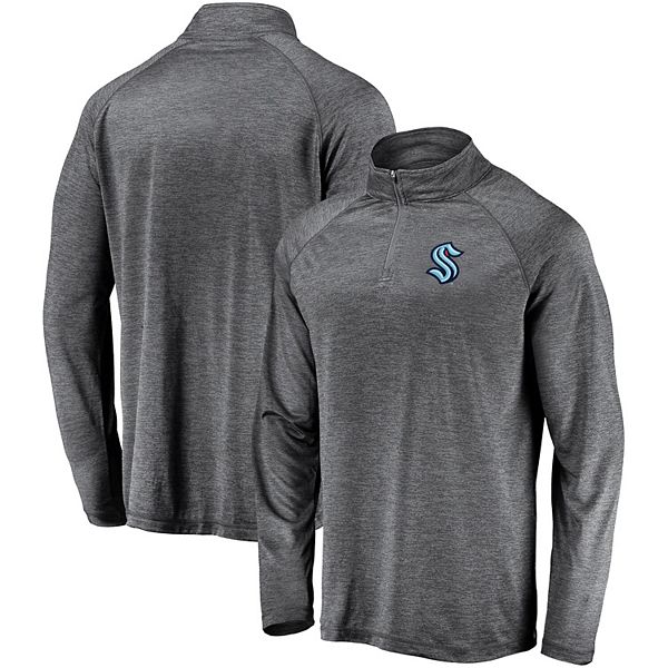 Men's Fanatics Branded Gray Seattle Kraken Synthetic Primary Logo  Quarter-Zip Pullover Jacket