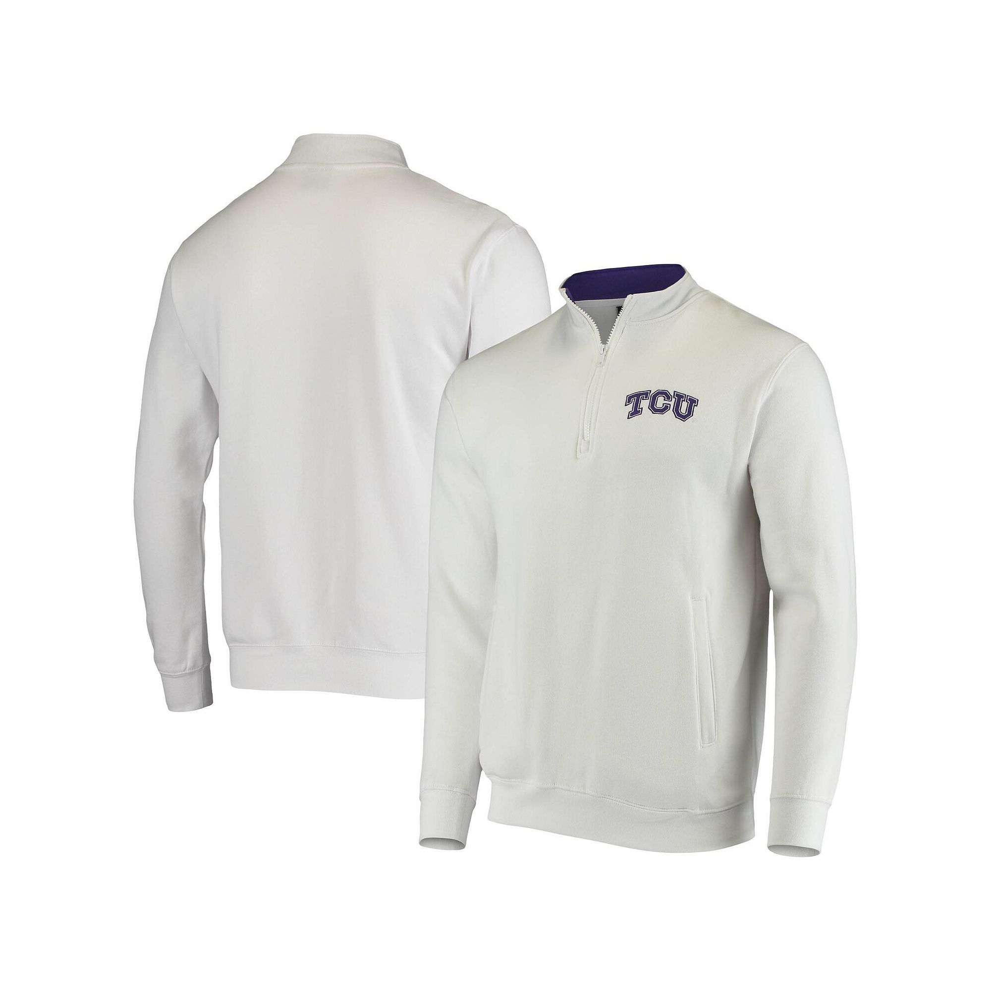 Mens Colosseum White TCU Horned Frogs Tortugas Logo Quarter-Zip Jacket, Si