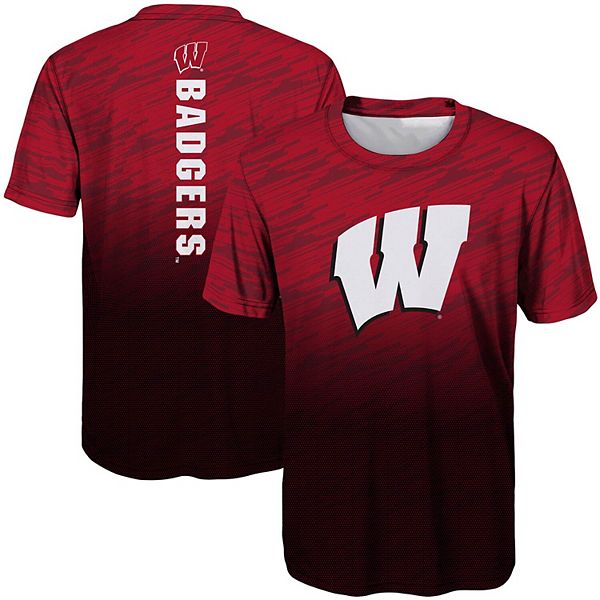Youth Red Black Wisconsin Badgers Stadium Gradient T Shirt - redblack shirt roblox