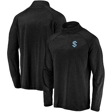Men's Fanatics Branded Black Seattle Kraken Primary Logo Quarter-Zip Pullover Fleece Jacket