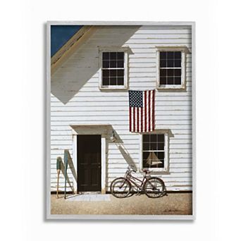 Stupell Home Decor Americana Cape House Front Vintage Realistic Painting Wall Art - Gray Frame