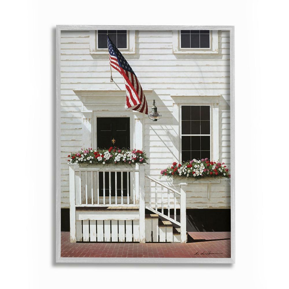 Stupell Home Decor Americana Town House Front Rural Country Charm Wall Art