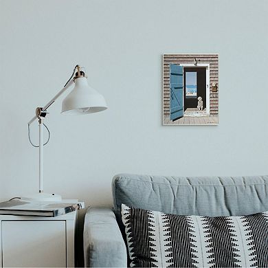 Stupell Home Decor Dog Between Doorways Calming Coastal Scene Wall Art