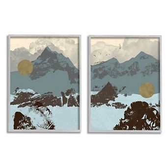 Stupell Home Decor Mountain Range Framed Wall Art 2 pc Set