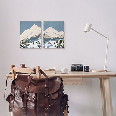 Stupell Home Decor Snowy Mountain Forest Landscape Framed Wall Art 2-piece Set