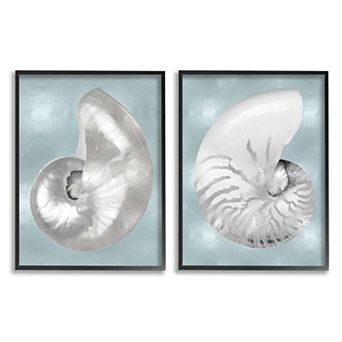 Stupell Home Decor Minimal Nautilus Shell Framed Wall Art 2 pc Set