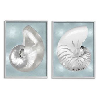 Stupell Home Decor Minimal Nautilus Shell Framed Wall Art 2 pc Set