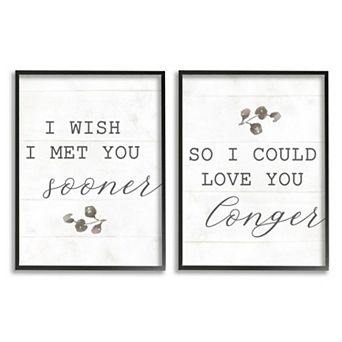 Stupell Home Decor Wish I met You Sooner to Love You Longer Framed Wall Art 2 pc Set