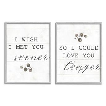 Stupell Home Decor Wish I met You Sooner to Love You Longer Framed Wall Art 2 pc Set