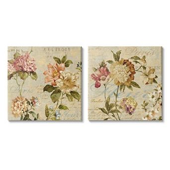 Stupell Home Decor Vintage French Floral Painting Canvas Wall Art 2 pc Set