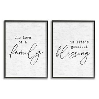 Stupell Home Decor Love of Family is Life's Greatest Blessing Framed Wall Art 2 pc Set