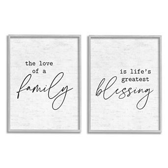 Stupell Home Decor Love of Family is Life's Greatest Blessing Framed Wall Art 2 pc Set